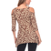 White Mark Leopard Print Cold-Shoulder Tunic - Brown