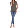 White Mark Keyhole Neck Cutout Short Sleeve Top - Green
