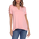 White Mark Keyhole Neck Cutout Short Sleeve Top - Pink