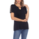 White Mark Keyhole Neck Cutout Short Sleeve Top - Black