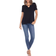 White Mark Keyhole Neck Cutout Short Sleeve Top - Black