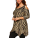 White Mark Women's Cold-Shoulder Shark-Bite Tunic Plus Size - Black/Brown