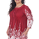 White Mark Women's Medallion Shark-Bite Tunic Plus Size - Burgundy/White
