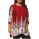 White Mark Women's Medallion Shark-Bite Tunic Plus Size - Burgundy/White