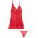 OH LÀ LÀ CHÉRI Valentine Soft Cup Babydoll Chemise & G-String Thong - Red