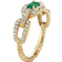 David Yurman Stax Chain Link Ring - Gold/Diamond/Emerald