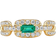 David Yurman Stax Chain Link Ring - Gold/Diamond/Emerald