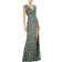 Mac Duggal Cap Sleeve Sequined High Slit Gown - Forest Green