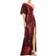 Mac Duggal One-Shoulder Bell Sleeve Sequin Gown - Burgundy