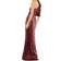 Mac Duggal One-Shoulder Bell Sleeve Sequin Gown - Burgundy