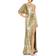 Mac Duggal One-Shoulder Bell Sleeve Sequin Gown - Gold