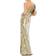 Mac Duggal One-Shoulder Bell Sleeve Sequin Gown - Gold