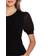 CeCe Puff Sleeve Mixed Media Top - Rich Black