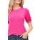 CeCe Puff Sleeve Mixed Media Top - Bright Rose