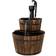 Sunnydaze Wood Barrel Water Fountain with Hand Pump