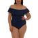 La Blanca Island Goddess Off Shoulder Ruffle One Piece - Indigo