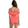 La Blanca Island Goddess Off Shoulder Ruffle One Piece - Hot Coral