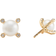 David Yurman Cable Stud Earrings - Gold/Pearl/Diamonds