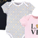 Hudson Short Sleeve Bodysuits 3-pack - Love Xoxo (10152959)