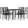 vidaXL Cena 7 Pc Set Para Jardín Negro Juego de comedor de patio, 1 Mesa incl. 6 Sillas
