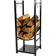 Sunnydaze Indoor/Outdoor Tall Firewood Storage Rack with Tool Holders