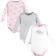 Hudson Cotton Long-Sleeve Bodysuits 3-Pack - Pink Gray Elephant (10118836)