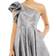 Mac Duggal One-Shoulder A-Line Midi Dress - Silver