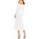 Mac Duggal One-Shoulder Long Sleeve Chiffon Midi Dress - White