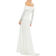 Mac Duggal Off-The-Shoulder Jersey Gown - White