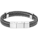 Lynx Stainless Steel & Braided Leather Bracelet - Black/Silver