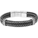 Lynx Stainless Steel & Braided Leather Bracelet - Black/Silver