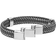 Lynx Stainless Steel & Braided Leather Bracelet - Black/Silver