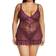 OH LÀ LÀ CHÉRI Valentine Soft Cup Babydoll Chemise & G-String Thong - Italian Plum