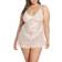 OH LÀ LÀ CHÉRI Valentine Soft Cup Babydoll Chemise & G-String Thong - Silver Peony