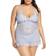 OH LÀ LÀ CHÉRI Valentine Soft Cup Babydoll Chemise & G-String Thong - Brunnera Blue