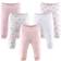 The Peanutshell Baby Girl Flower Cuffed Pants 5-Pack - Pink & White (7314PAN5W)