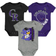 Outerstuff Colorado Rockies Change Bodysuit Up 3-Pack - Black/Purple/Gray