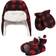 Hudson Trapper Hat, Mitten and Bootie Set - Black Red Plaid (10159377)