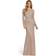 Mac Duggal Beaded Long Sleeve Evening Gown - Mocha