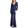 Mac Duggal Embellished Front Slit Long Sleeve Gown - Midnight