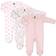 The Peanutshell Sleep N Play Footed Pajamas for Girls 3-pack - Pink Floral