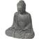 LuxenHome 17 in. H Gray MgO Meditating Buddha Garden Statue Decoration 16.9"