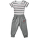 Nike Swoosh Stripe Bodysuit & Jogger Pants Set - Heather Grey/Black/Red (56J210-GEH)