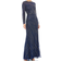 Mac Duggal Long Sleeve Beaded Column Gown - Midnight