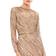 Mac Duggal Long Sleeve Beaded Column Gown - Mocha