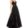 Mac Duggal V-Neck Sequined Ball Gown - Black