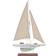 Olivia & May 22" x 14" Coastal Pine Wood and Linen Sailing Boat Sculpture Decoration 55.9cm