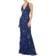 Mac Duggal Floral Beaded Column Gown - Midnight
