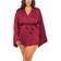 OH LÀ LÀ CHÉRI Mirielle Satin Robe Plus Size - Rhubarb