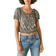 Lucky Brand Bubble Hem Crop Top - Grey Multi